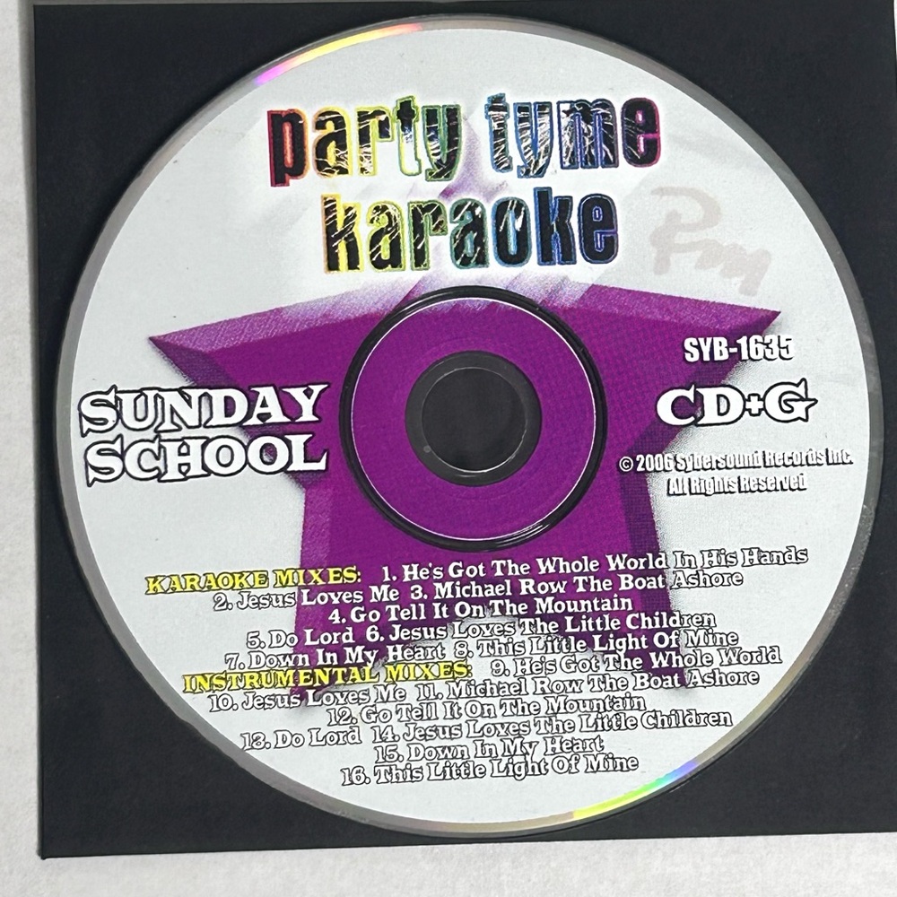 Party Tyme Karaoke: Sunday School CD+G Disc Only (SYB-1635)